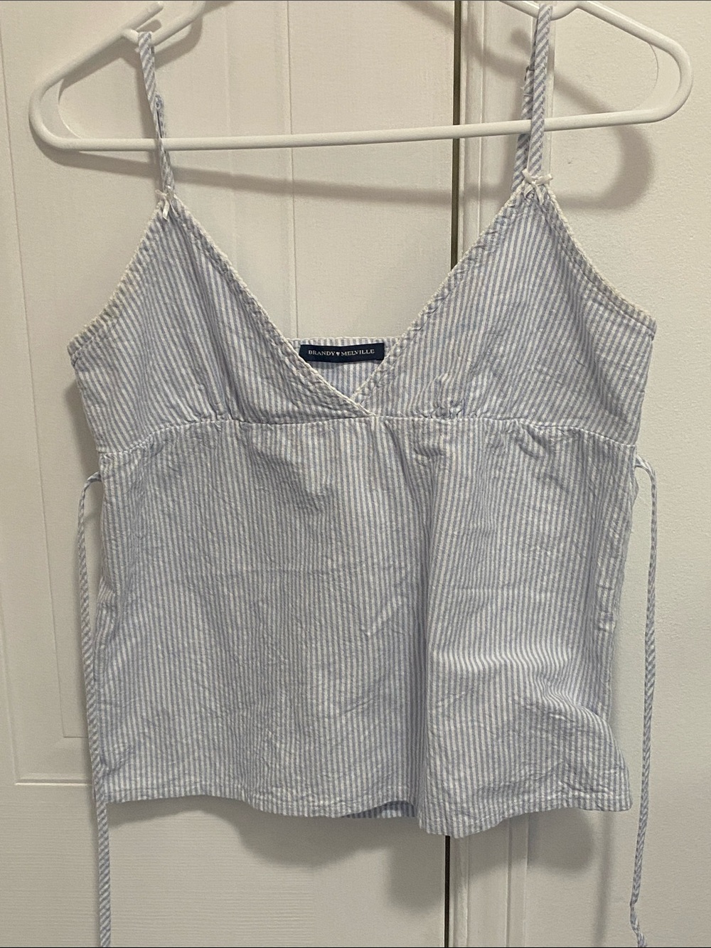 Brandy Melville Light Blue & White Stripped Babydoll Camisole